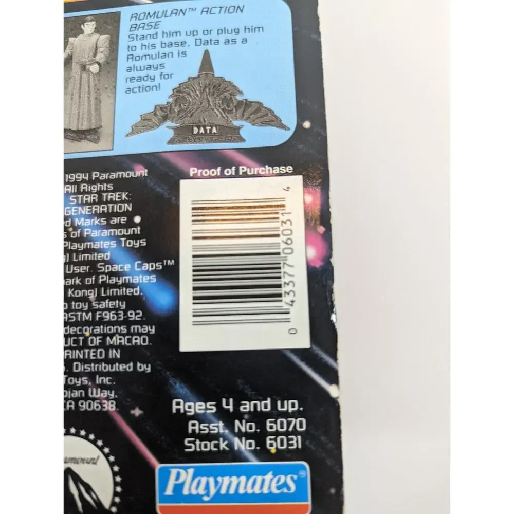 Lieutenant Commander Data As A Romulan TNG VTG 1994 Playmates Toys NIB